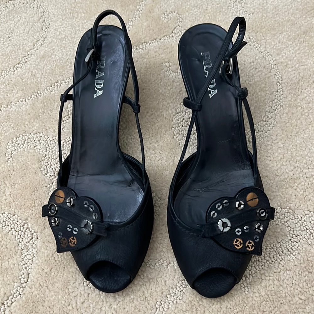 Prada Black Heels with Heart